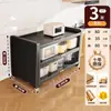 Armário de armazenamento de chão para cozinha e sala de jantar com porta, armário de armazenamento com porta, micro-ondas, forno, panela, armário de armazenamento de função multicamada, prateleira