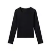 Camiseta de Manga Larga para Mujer, Simple, Limpia, Hombro Normal, Cuello en U Pequeño, Moda Versátil, Capa Base, Suave, Elástica, Amigable con la Piel, Cómoda