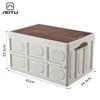 Caja de Almacenamiento Plegable Cóncavo-Convexa Tapa de Madera Engrosada Caja Plegable para Exteriores Caja de Almacenamiento Multifuncional para Salidas de Coche Doble Propósito 30L