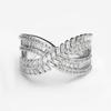 Comercio exterior transfronterizo nuevo lujo europeo y americano cruz anillo abierto para mujer diamante completo micro incrustado anillo de circonita accesorios de bola