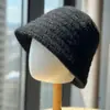 Sombrero de pescador retro simple de punto para exteriores para mujer, otoño e invierno, adelgazante, cálido, para circunferencia de cabeza grande, sombrero tipo cubo