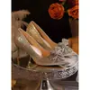 Zapatos de Tacón Alto con Lazo de Gama Alta para Mujer, Modernos y Versátiles, Cómodos Zapatos de Tacón de Aguja con Punta Fina para Mujer, Nuevo Estilo Primavera y Verano 2025