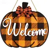 Decoración Colgante de Pared de Madera Impresa Transfronteriza en Colores Contrastantes Naranja y Negro con Diseño de Gato, Calabaza y Telaraña para Decoración Temática de Halloween