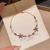 Pulseira pingente flor de zircônia, luxo leve, alta qualidade, pulseira simples, nicho, requintada, personalizada, moderna, joia feminina versátil