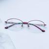 Armazón de lentes de negocio para mujer de moda al por mayor metal semi-armazón cepillado lentes para miopía gruesos dorados galvanizados armazón de lentes liso