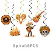 Decoração pendente espiral de fantasma de macaron para Halloween, arranjo pendurado de fundo para atmosfera de festa de aniversário infantil