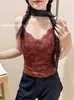Camisola Caliente para Mujer 2025 Nuevo Top de Encaje que se Puede Usar Afuera con Copas, Capa Interior Dulce y Picante y Base de Terciopelo