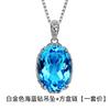Pingente Kalamei Estilo Coreano Padrão Diamante Oval Ouro 18K Pingente Topázio Diamante Suíço Pedra Colorida Azul