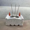 Mesa de chá pequena estilo Zen base de castiçal de pedra incensário frente de túmulo ao ar livre para queimar incenso Mármore Branco Pedra Verde Ornamento Retangular
