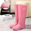 Botas de chuva estilosas, antiderrapantes, altura até a panturrilha, altas, plus size, confortáveis para uso externo, com sola grossa, forradas com fleece, duráveis, de cano longo, altura média a alta
