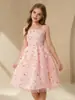 Vestido blanco para niña de las flores en boda, vestido de verano a la rodilla, estilo princesa
