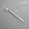 Cuchara desechable para gelatina de hierbas, plástico transparente negro, empaque para llevar, cuchara de plástico de mango largo para té con leche, cuchara empaquetada individualmente