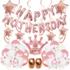 Traje de decoración de globos para el Día de la Madre, globos de película de aluminio de 16 pulgadas con letras, corona, decoración feliz del Día de la Madre, suministros para fiestas