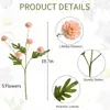 5 Flores Artificiais de Dente-de-Leão em Cores de Outono para Casamento, Arranjo de Vaso para Sala de Estar, Flores de Seda Crisântemo Ping Pong, Galhos de Flores Artificiais Crisântemo Bola Pequena
