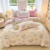 2026 nueva serie de juego de cuatro piezas de algodón cepillado transpirable que absorbe la humedad engrosado juego de algodón puro tamaño transfronterizo