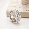 Anillo de Acero de Titanio con Brillo de Lujo, Diseño de Cielo Estrellado Plateado, Fila Única de Diamantes, Anillo de Pareja Personalizado de Moda