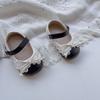Zapatos nuevos para bebé niña, suela suave para niños pequeños, lindo lazo, zapatos de princesa, estilo western, color de contraste, velcro, antideslizantes, zapatos de una sola pieza