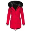 Casaco de Algodão Espesso de Comprimento Médio Feminino Transfronteiriço Parka de Inverno Feminina com Gola de Pelo Jaqueta Disponível Agora
