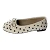 Sapatos de Salto Baixo Elegantes Planos para Noite Verão-Outono 2026 Bico Quadrado Retro Bolinhas Laço Mary Jane Sapatilhas para Mulheres