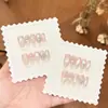 Algumas Peças de PrataUnhas Postiças Olho de Gato com Strass Champagne Pura Feitas à Mão Acabamento Pérola de Luxo Leve Clareamento Estilo Longo Bonito