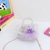 Bolsa Transversal de Pérolas para Meninas do Jardim de Infância Bolsa de Moedas Houndstooth Popular Deste Ano Bolsa Quadrada Pequena com Laço de Renda