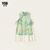 Ropa de Verano para Niños Yingsibo Ropa Infantil Nuevo Estilo Chino Vestido Cheongsam Vestido para Niñas Falda para Niñas sin Mangas