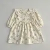 Nuevo Vestido de Primavera/Otoño para Niñas Pequeñas, Ropón de Manga Larga para Bebé, Vestido para Niña con Cuello de Muñeca y Estampado Floral