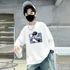 Camiseta Base de Manga Larga de Algodón Puro para Niños Guapos, Tallas Mediana y Grande, Nueva Colección Primavera/Otoño 2026, Top Holgado Versátil