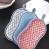 Esponja de dupla face para lavar louça, palha de aço, escova para panelas de cozinha, pano de prato, toalha para lavar louça antiaderente, conjunto de uso diário doméstico