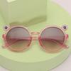 Nuevas Gafas de Sol para Niños de Color Caramelo con Marco Redondo Lindo de Oso Diamante para Exteriores con Protección Solar, Lindas Gafas de Sol para Bebé con Forma Cóncava