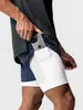 Pantalones Cortos de Doble Capa para Fitness y Deportes, Pantalones Cortos de Baloncesto de Cinco Puntos para Hombre, Deportivos Elásticos de Nailon de Secado Rápido para Entrenamiento de Running para Hombre