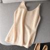 Chaleco de Punto de Lana Pura para Mujer con Cuello en V Primavera y Otoño Nueva Camisa Base sin Mangas Ajustada Simple y Versátil Trbottomy
