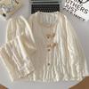 Pijama de Otoño con Almohadillas Fijas en el Pecho, Estilo Princesa Muñeca de Dibujos Animados Ropa de Casa de Manga Larga, Ropa de Casa para Mujer que se Puede Usar Afuera en Invierno