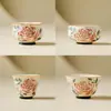 Juego de Tazas de Té de Cerámica con Rosa Estampada en Oro de Fábrica, Taza Maestra, Taza Personal para Degustación de Té, Juego de Té Kung Fu, Cuenco para Preparar Té
