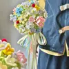 Kit de Materiais DIY para Buquê de Flores da Primavera com Hastes Flexíveis, Buquê de Noiva Estilo Fresco, Presente para Casais e Melhores Amigos