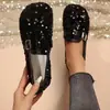 Novos Sapatos Mary Jane Retro com Lantejoulas para Mulheres 2024, Sapatos Mary Jane Europeus e Americanos Transfronteiriços de Tamanho Grande, Sapatos de Salto Único Estilo Francês Atacado
