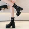 Rosa Salto Alto Grosso Salto Alto Gaze Respirável Botas Frescas Infantil Britânico Botas Martin Solado Grosso Altura Aumentada Botinhas