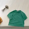 Camisetas de Manga Corta de Verano para Niños y Niñas, Elegantes Camisetas de Algodón de Marca de Moda Infantil Color Sólido Macarrón Artístico