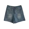 Shorts de Mezclilla Retro Estilo Americano para Mujer, Nuevos Shorts de Cintura Alta Corte A para Verano 2026, Shorts Calientes Casuales de Pierna Ancha