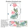Nuevas Pegatinas de Pared de Loto y Mariposa en Acuarela Murales Autoadhesivos para Sala de Estar, Dormitorio, Vestíbulo, Estudio Decoración de Pared Pegatinas