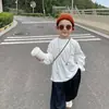 Sudadera con capucha de una pieza para niños, forrada de forro polar con estampado de letras para otoño e invierno, sudadera para bebé estilo coreano, top cálido con capucha forrado de forro polar, fresco y elegante, para niños pequeños y niños pequeños