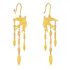 Loja Dourada Mesmo Estilo Novos Brincos Chineses de Pássaro Magpie Folha Brincos com Franja Moda Casamento Três Ouro Joias Brincos de Moda Feminina