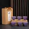 Juego de Té de Cerámica Jun Kiln Taza de Té Taza de Degustación Taza del Anfitrión Esmalte de Color Taza Individual Jianzhan Pequeño Regalo Vajilla de Té Lujo Ligero Retro