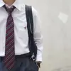 Corbata de rayas básica DK/jk japonesa, corbata de lazo para uniforme color vino tinto, accesorios de estilo neutro guapos