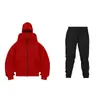 Nova Temporada Moletom com Capuz Duplo e Zíper DIY Liso Masculino Feminino Outono Inverno Conjunto de Calça de Moletom com Capuz e Zíper para Casal