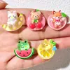 Lindos accesorios de resina translúcida de animales y frutas de dibujos animados para pinzas para el cabello DIY, accesorios para el cabello, fundas de teléfono con pegamento de crema e imanes para refrigerador
