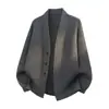 Suéter Cardigan de Tricô de Alta Qualidade da Marca NASA Masculino Outono Casual Simples Cool Estilo Old Money Top Jaqueta