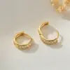 Pendientes circulares de doble fila con circonitas completas, exquisitos y versátiles, fabricados en aleación de cobre con baño de oro real, disponibles en múltiples colores, ofreciendo un toque de alta gama estilo francés