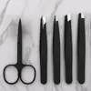 Tesoura de Apara Sobrancelhas de Aço Inoxidável, Pinça Preta para Sobrancelhas, Pinça para Depilar Barba, Cílios de Beleza, Tesoura de Maquiagem, Ferramentas de Beleza