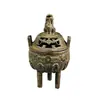 Trípode de Tres Patas con Dos Orejas Estilo Antiguo con Bestia Mítica León Quemador de Incienso de Cobre Adorno Decoración del Hogar Artesanías Creativas Venta al por Mayor
